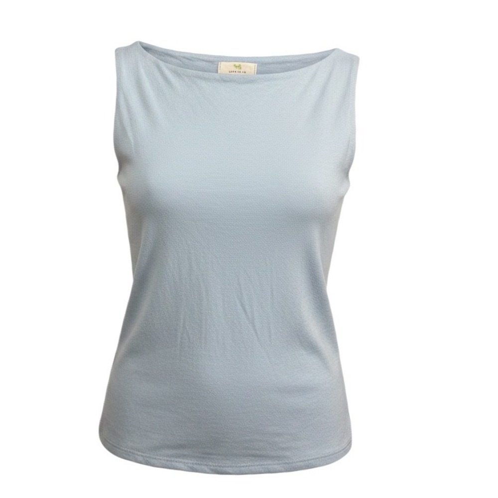 Live in the Moment Light Blue Boat Neck Sleeveless Tank Top XS